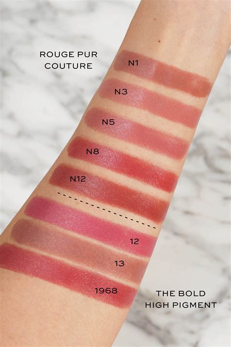 ysl pur couture lipstick swatches le rouge